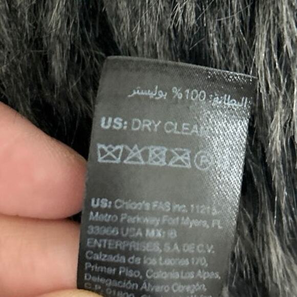 White House Black Market Faux Fur Long Vest Gray Black Sleeveless Jacket Med - Picture 13 of 15